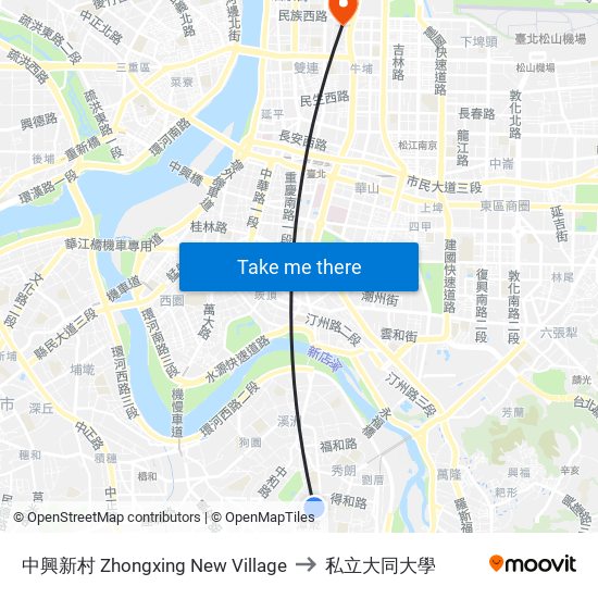中興新村 Zhongxing New Village to 私立大同大學 map