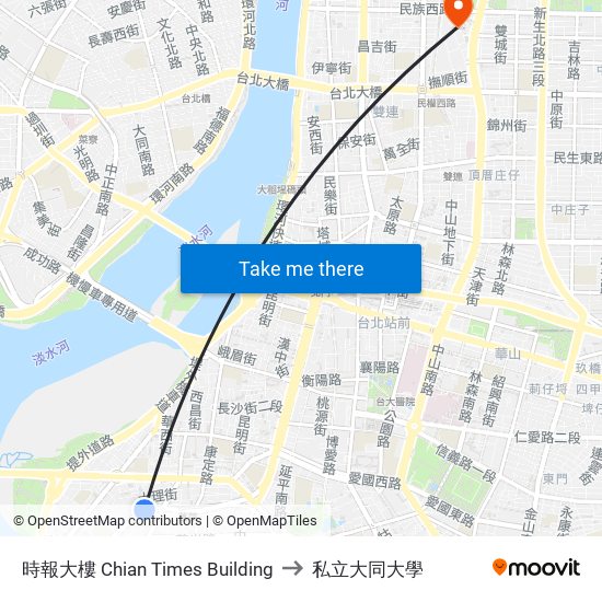 時報大樓 Chian Times Building to 私立大同大學 map