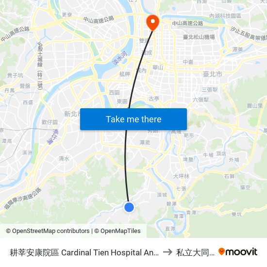 耕莘安康院區 Cardinal Tien Hospital An Kang Branch to 私立大同大學 map