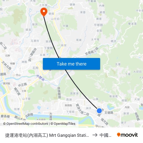 捷運港墘站(內湖高工) Mrt Gangqian Station(Taipei Municipal Nei-Hu Vocat to 中國文化大學 map