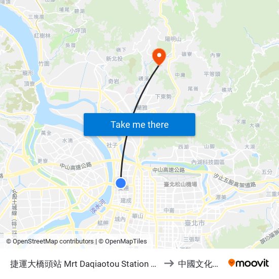 捷運大橋頭站 Mrt Daqiaotou Station Station to 中國文化大學 map