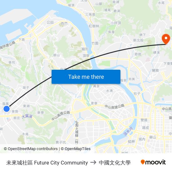 未來城社區 Future City Community to 中國文化大學 map