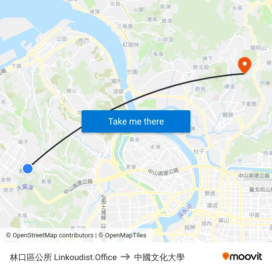 林口區公所 Linkoudist.Office to 中國文化大學 map