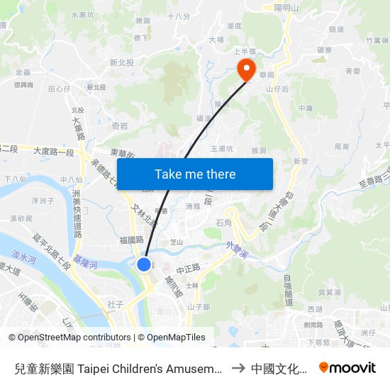 兒童新樂園 Taipei Children's Amusement Park to 中國文化大學 map