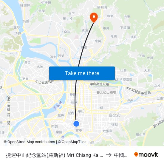 捷運中正紀念堂站(羅斯福) Mrt Chiang Kai-Shek Memorial Hall (Roosevelt) to 中國文化大學 map