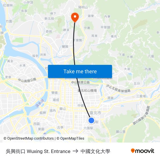 吳興街口 Wuxing St. Entrance to 中國文化大學 map