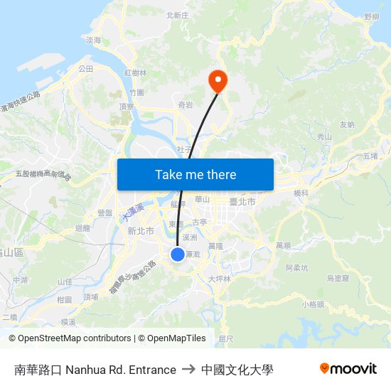 南華路口 Nanhua Rd. Entrance to 中國文化大學 map