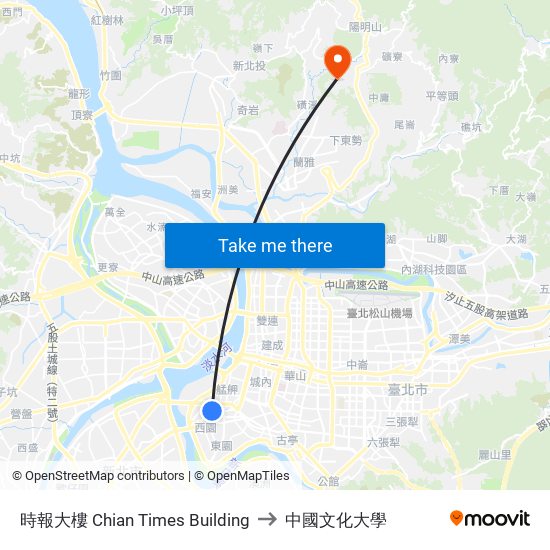 時報大樓 Chian Times Building to 中國文化大學 map