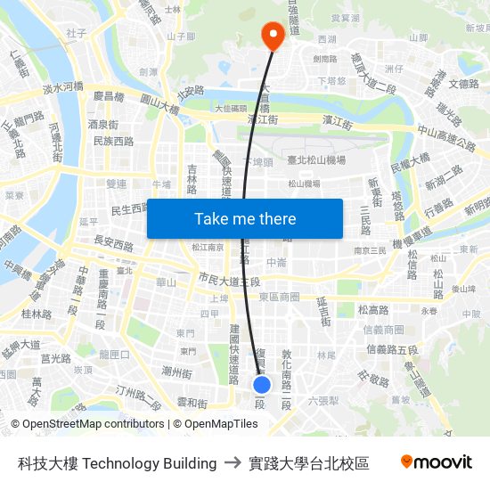 科技大樓 Technology Building to 實踐大學台北校區 map