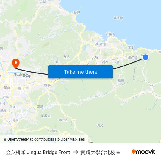 金瓜橋頭 Jingua Bridge Front to 實踐大學台北校區 map