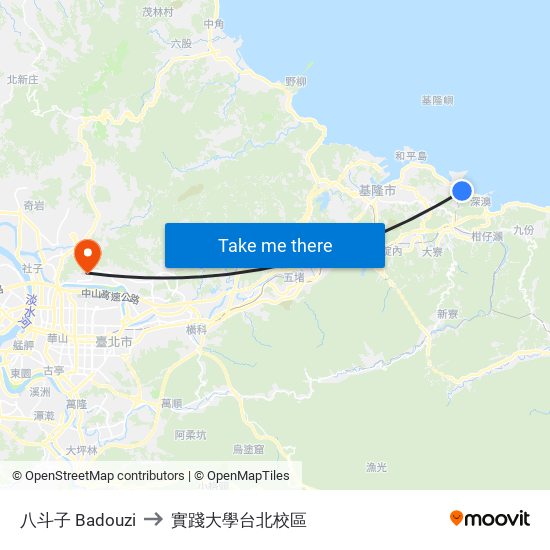 八斗子 Badouzi to 實踐大學台北校區 map