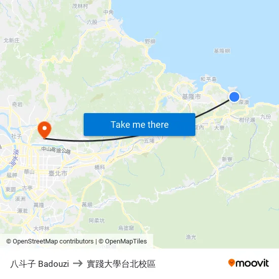 八斗子 Badouzi to 實踐大學台北校區 map