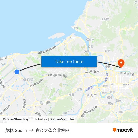 菓林 Guolin to 實踐大學台北校區 map