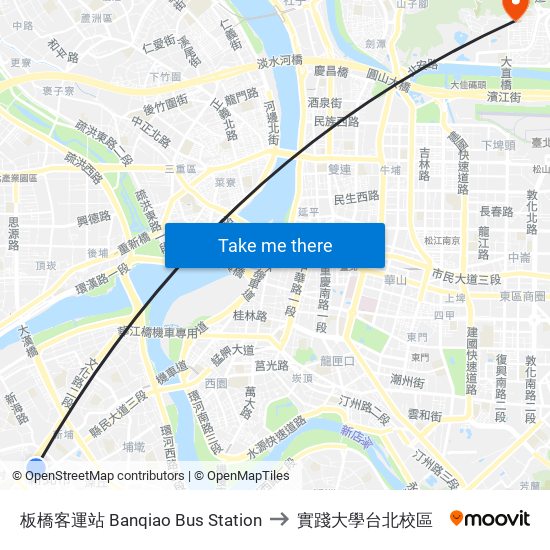 板橋客運站 Banqiao Bus Station to 實踐大學台北校區 map