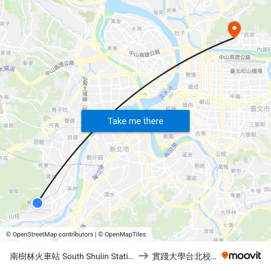 南樹林火車站 South Shulin Station to 實踐大學台北校區 map