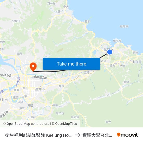 衛生福利部基隆醫院 Keelung Hospital to 實踐大學台北校區 map