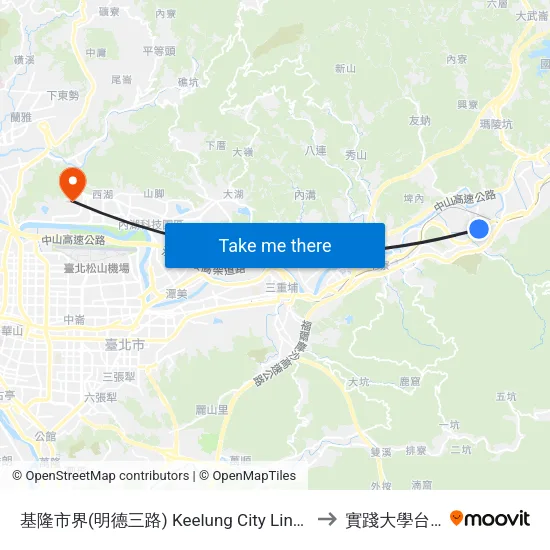 基隆市界(明德三路) Keelung City Line(Mingde 3rd Rd.) to 實踐大學台北校區 map