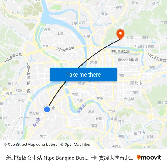 新北板橋公車站 Ntpc Banqiao Bus Station to 實踐大學台北校區 map
