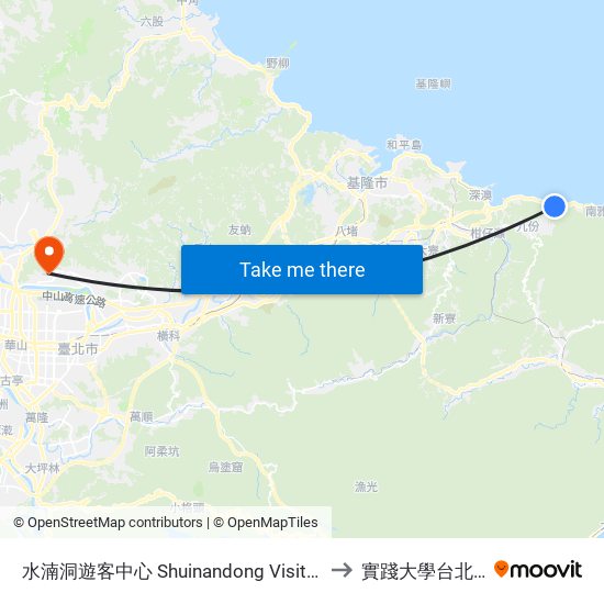 水湳洞遊客中心 Shuinandong Visitor Center to 實踐大學台北校區 map