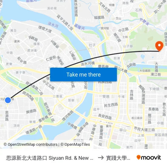 思源新北大道路口 Siyuan Rd. & New Taipei Blvd. Entrance to 實踐大學台北校區 map