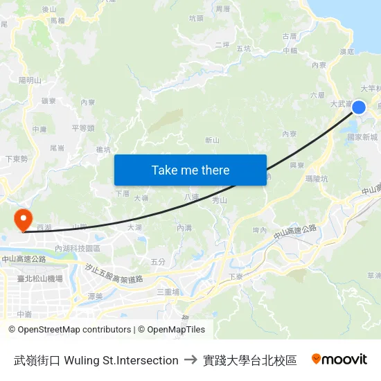 武嶺街口 Wuling St.Intersection to 實踐大學台北校區 map