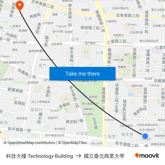 科技大樓 Technology Building to 國立臺北商業大學 map