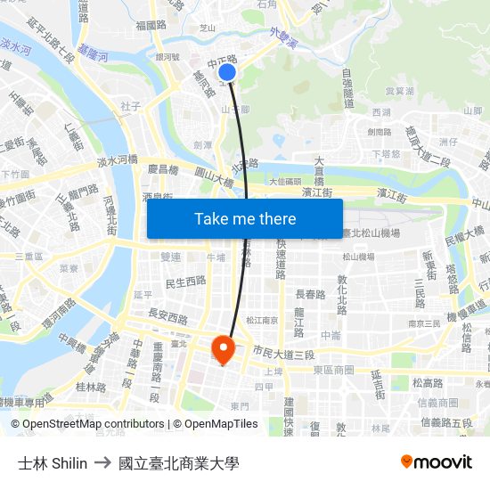 士林 Shilin to 國立臺北商業大學 map