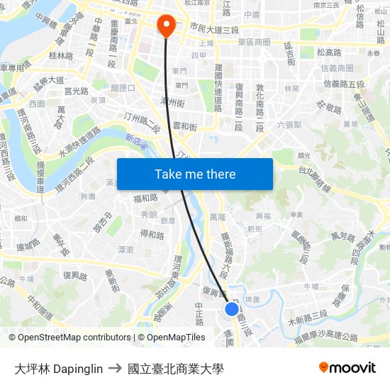 大坪林 Dapinglin to 國立臺北商業大學 map