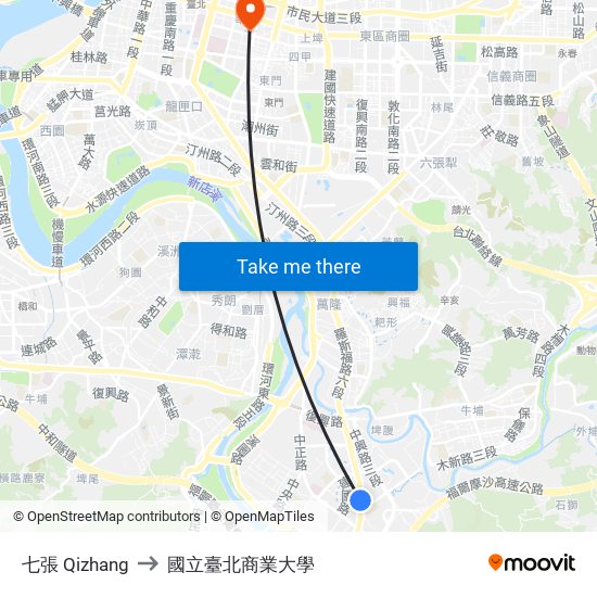 七張 Qizhang to 國立臺北商業大學 map