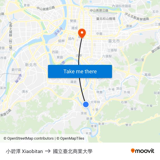 小碧潭 Xiaobitan to 國立臺北商業大學 map