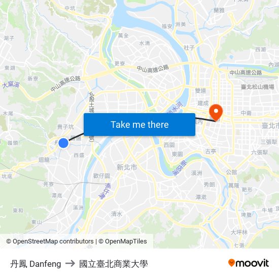 丹鳳 Danfeng to 國立臺北商業大學 map