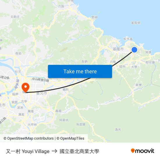 又一村 Youyi Village to 國立臺北商業大學 map