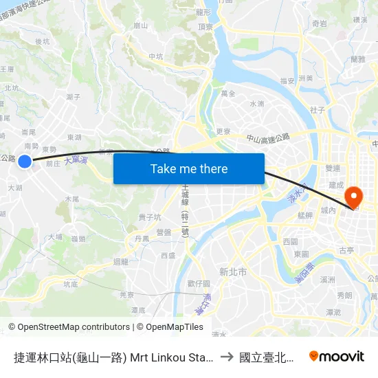 捷運林口站(龜山一路) Mrt Linkou Station(Guishan Road) to 國立臺北商業大學 map