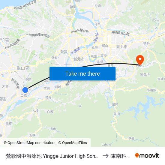 鶯歌國中游泳池 Yingge Junior High School Swimming Pool to 東南科技大學 map