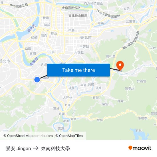 景安 Jingan to 東南科技大學 map