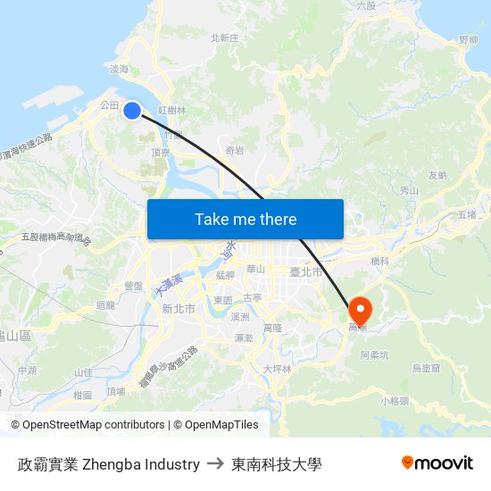 政霸實業 Zhengba Industry to 東南科技大學 map