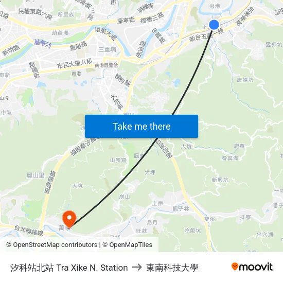 汐科站北站 Tra Xike N. Station to 東南科技大學 map
