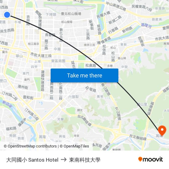 大同國小 Santos Hotel to 東南科技大學 map