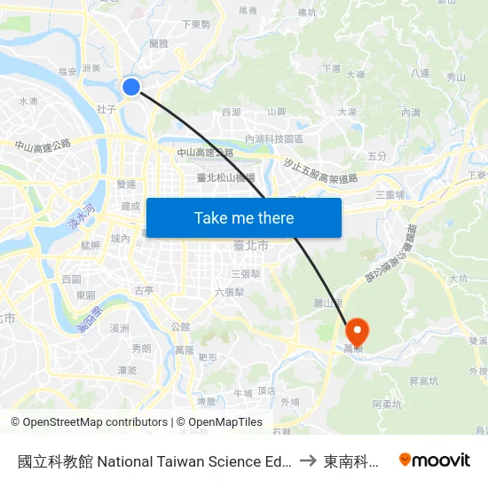 國立科教館 National Taiwan Science Education Center to 東南科技大學 map