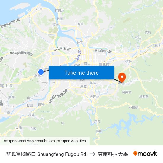 雙鳳富國路口 Shuangfeng Fugou Rd. to 東南科技大學 map