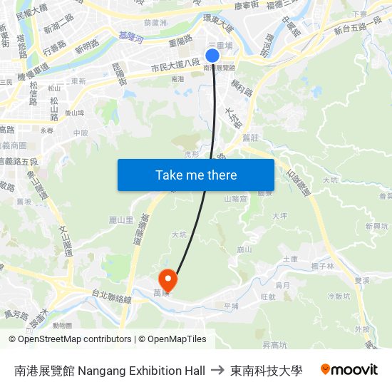 南港展覽館 Nangang Exhibition Hall to 東南科技大學 map