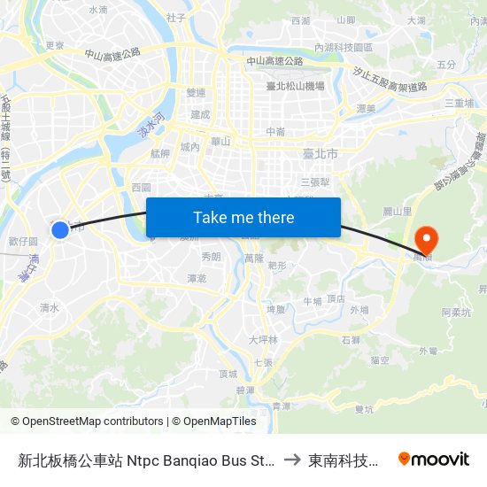 新北板橋公車站 Ntpc Banqiao Bus Station to 東南科技大學 map