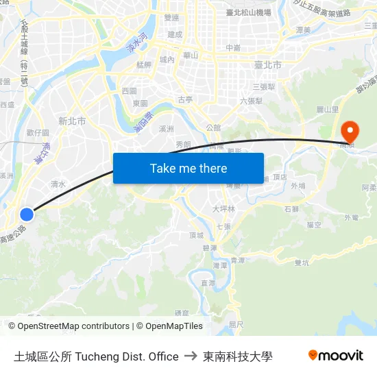 土城區公所 Tucheng Dist. Office to 東南科技大學 map