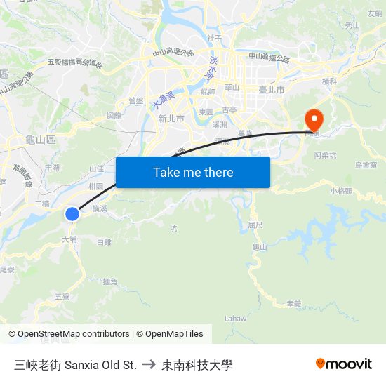 三峽老街 Sanxia Old St. to 東南科技大學 map
