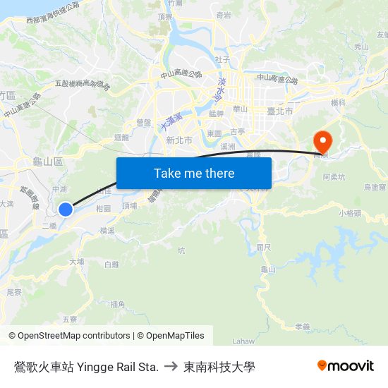 鶯歌火車站 Yingge Rail Sta. to 東南科技大學 map