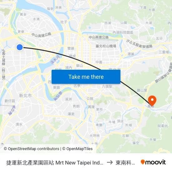 捷運新北產業園區站 Mrt New Taipei Industrial Park Station to 東南科技大學 map