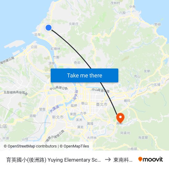 育英國小(後洲路) Yuying Elementary School(Houzhou Rd.) to 東南科技大學 map