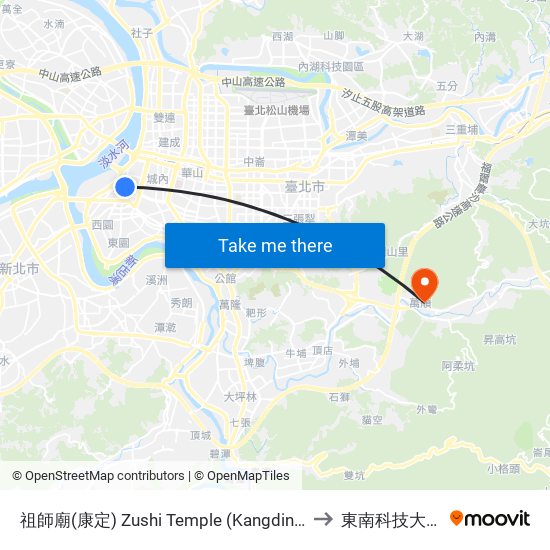 祖師廟(康定) Zushi Temple (Kangding) to 東南科技大學 map