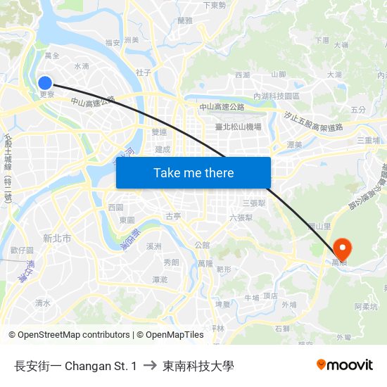 長安街一 Changan St. 1 to 東南科技大學 map