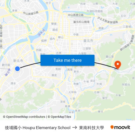 後埔國小 Houpu Elementary School to 東南科技大學 map